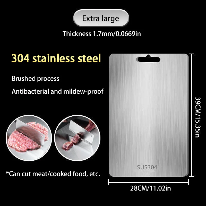Titanium Cutting Boards for Kitchen Stainless Board 304 Steel Thickened Double Sided Food Grade Portable Fruit Meat Chopping view 6