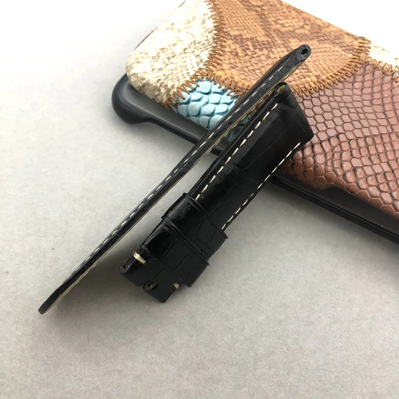 FUYIJIA Luxury Custom P-anerai Watch Band Handmade Alligator Strap 22MM 24MM 26MM Genuine Leather Belt Crocodile Skin Watchbands