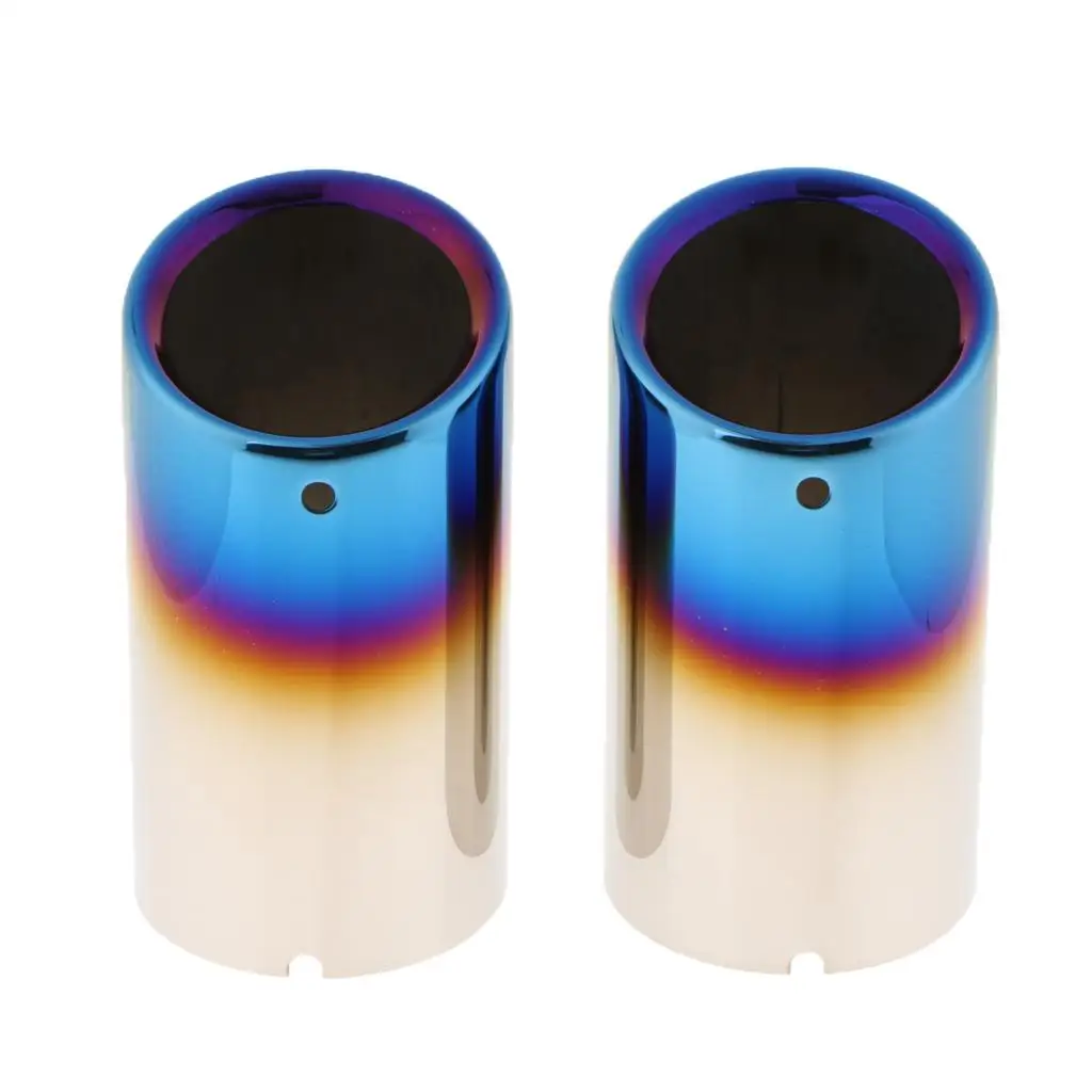 

2Pcs Auto Car Pickup Exhaust Trim Tip Muffler Pipe Square Tail Throat Sliver Fit For Volkswagen Golf Bora Blue Accessories