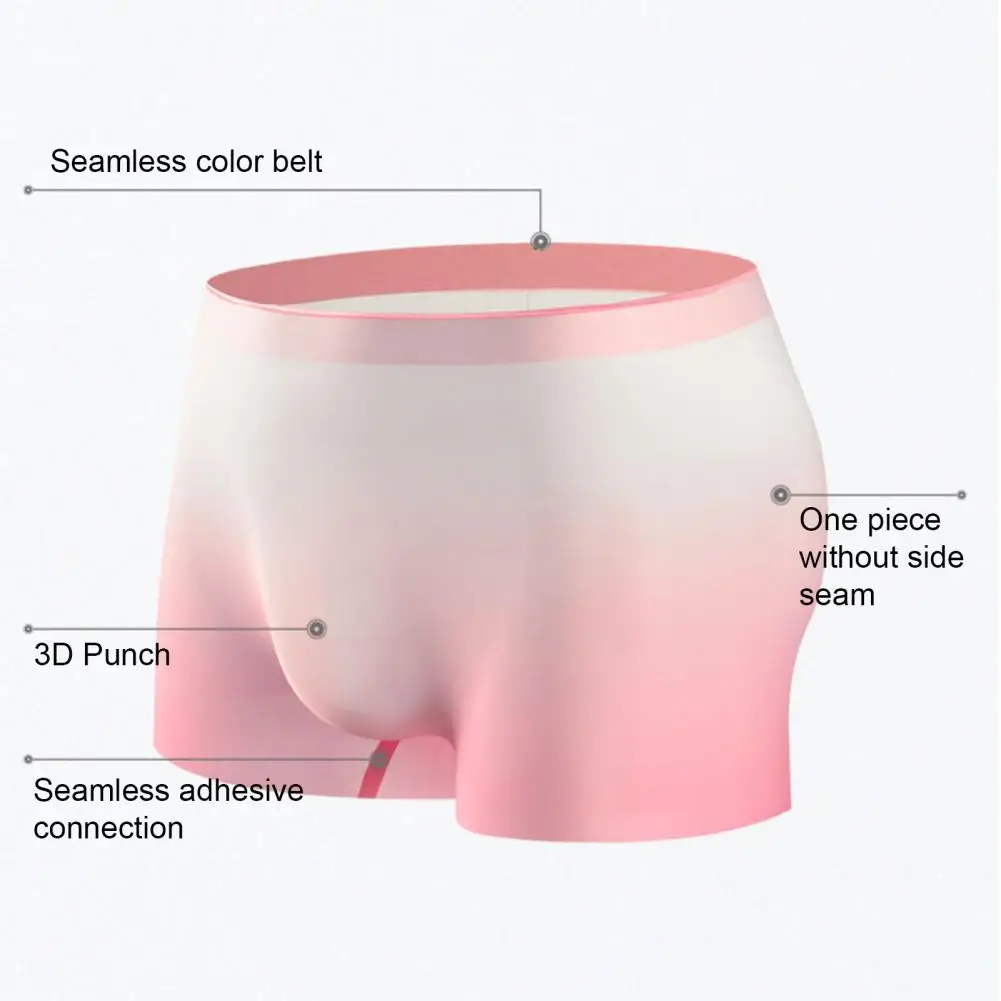 Men Shorts Briefs Men Gradient Color Underwear Men\'s Seamless Gradient Color Ice Silk Underwear with U-convex Design for High