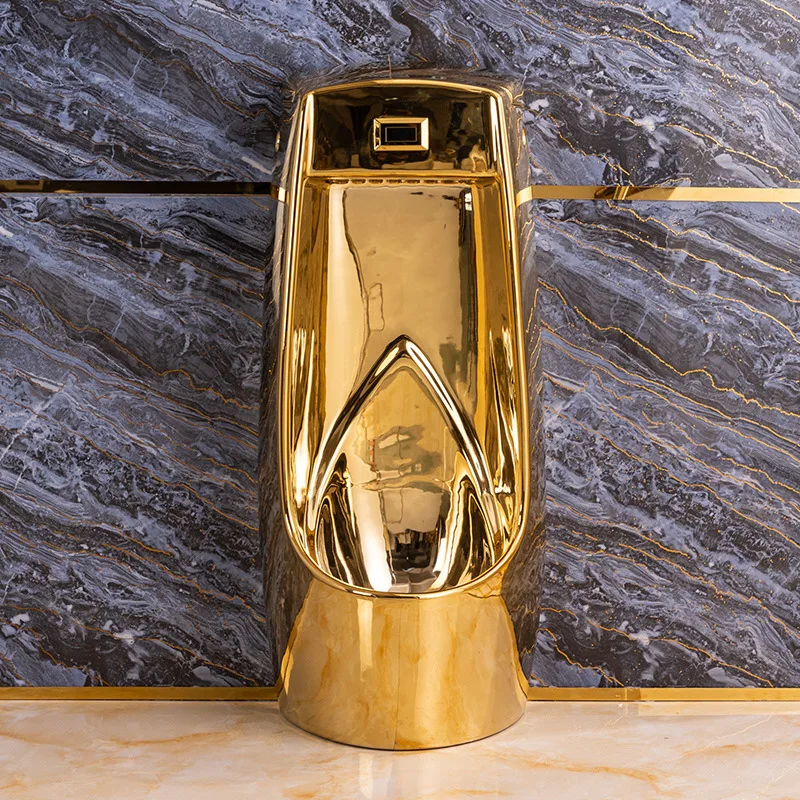 Gold Urine Cup Integrated Induction Floor-Standing European-Style Ceramic Luxury Gold Smart Urinal Deodorant Men's Urinal Funnel