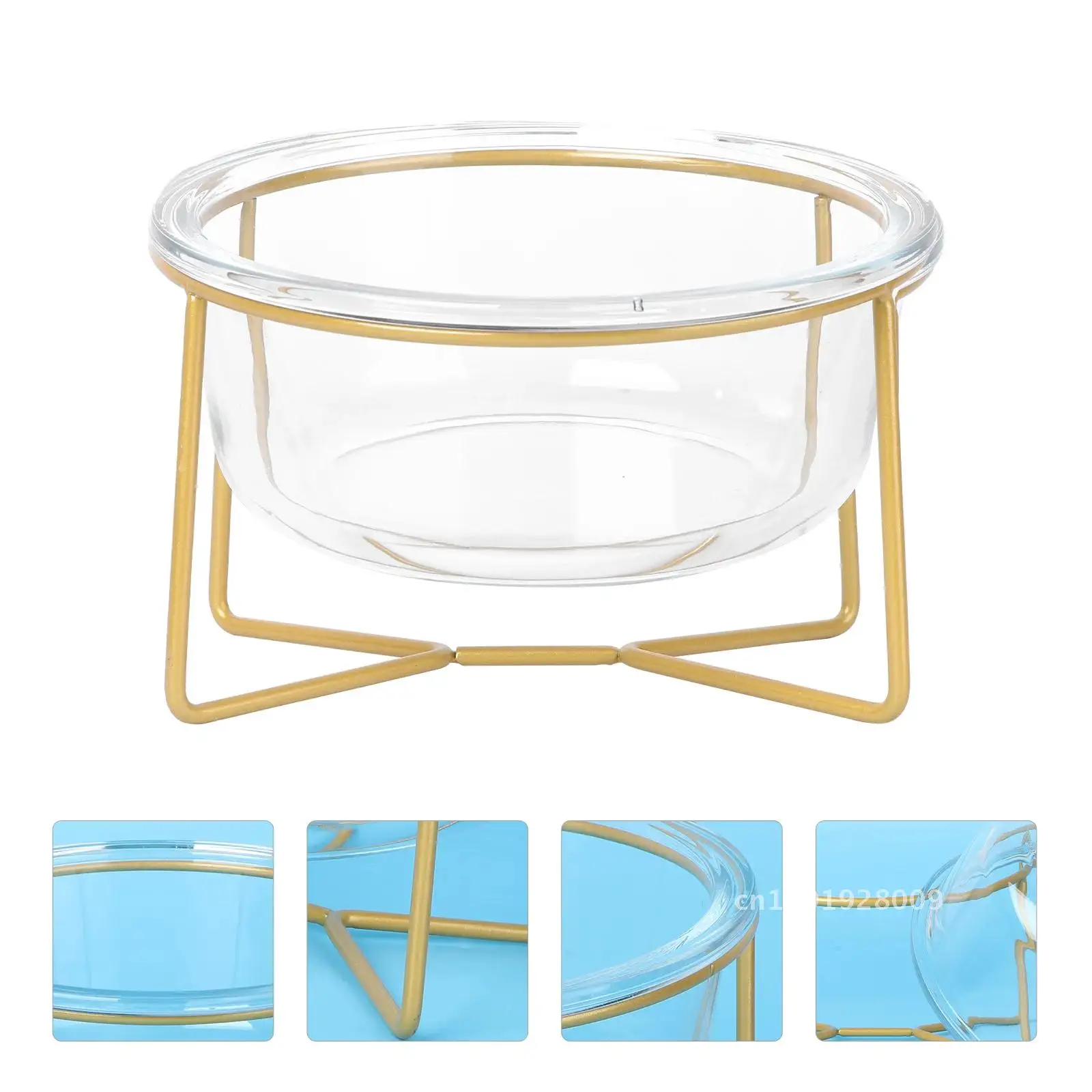 

Glass Pet Bowl Supply Oblique Food High The Feeder Container Cat Feeding Dog Bowls Base