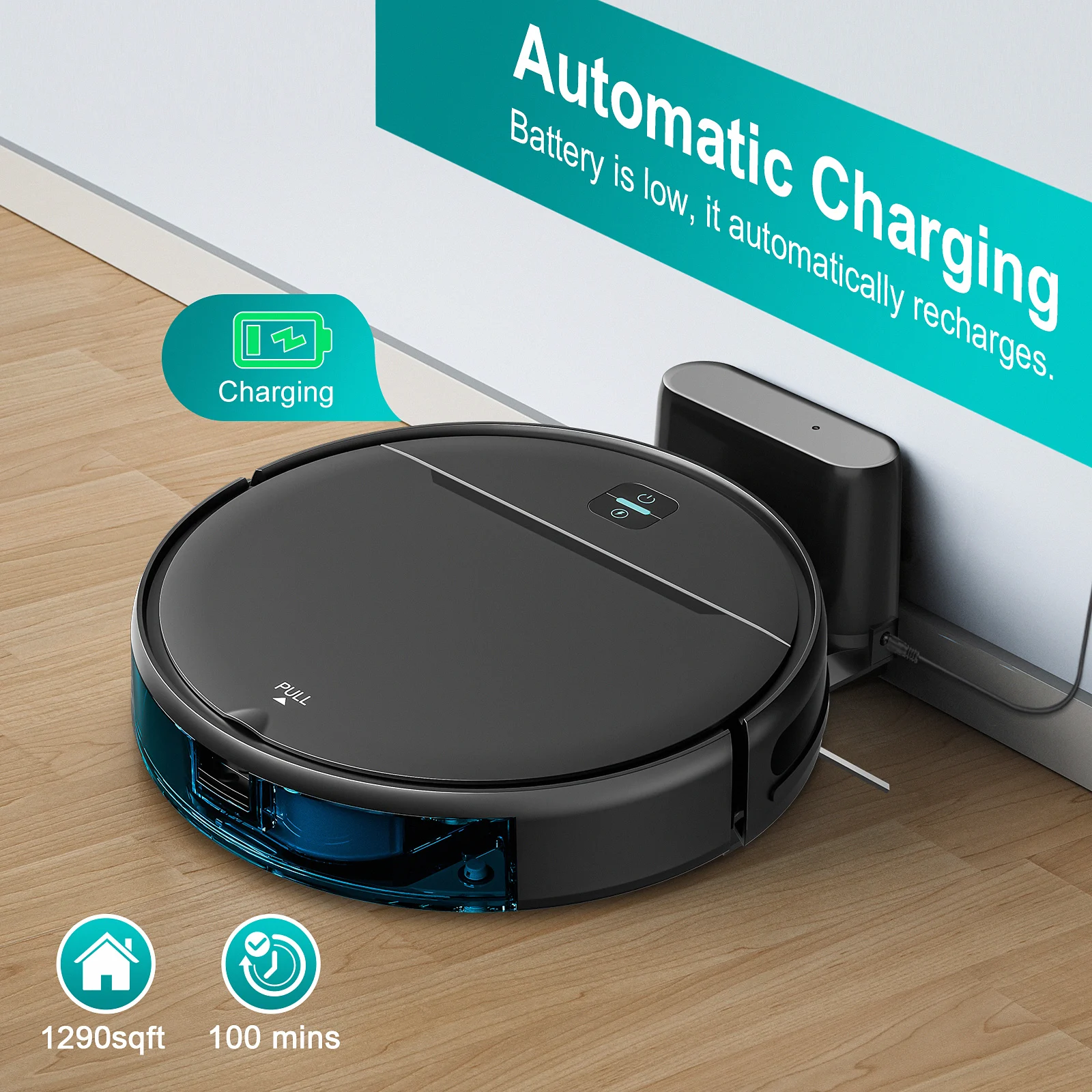 RAYFURN BR151 Robot Vacuum Cleaner, 6000Pa Suction, APP/Remote Control, Customizable Cleaning, Self Charging