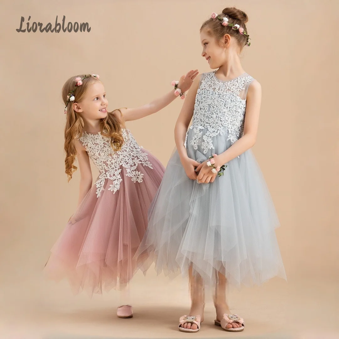Customized Lace Flower Girl Dress Multi-Layer Tulle Princess Gown Mini Dress Wedding Party Attire свадебное платье