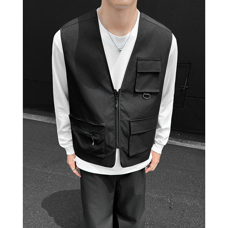 Plus Size Men Multi-Pocket Vest Jacket Outdoor Tactical Hiking Fishing Sleeveless Waistcoat Man Vintage Breathable Zipper Vests
