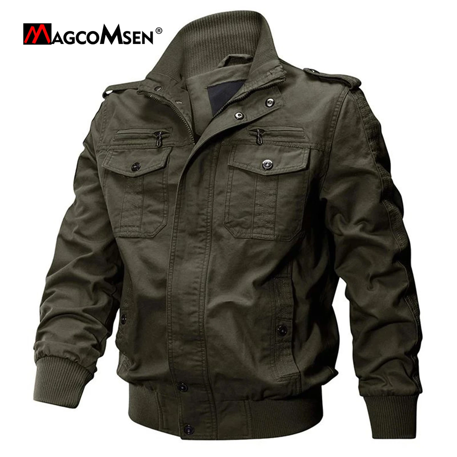 Men's Bomber Jacket with Multiple Pockets