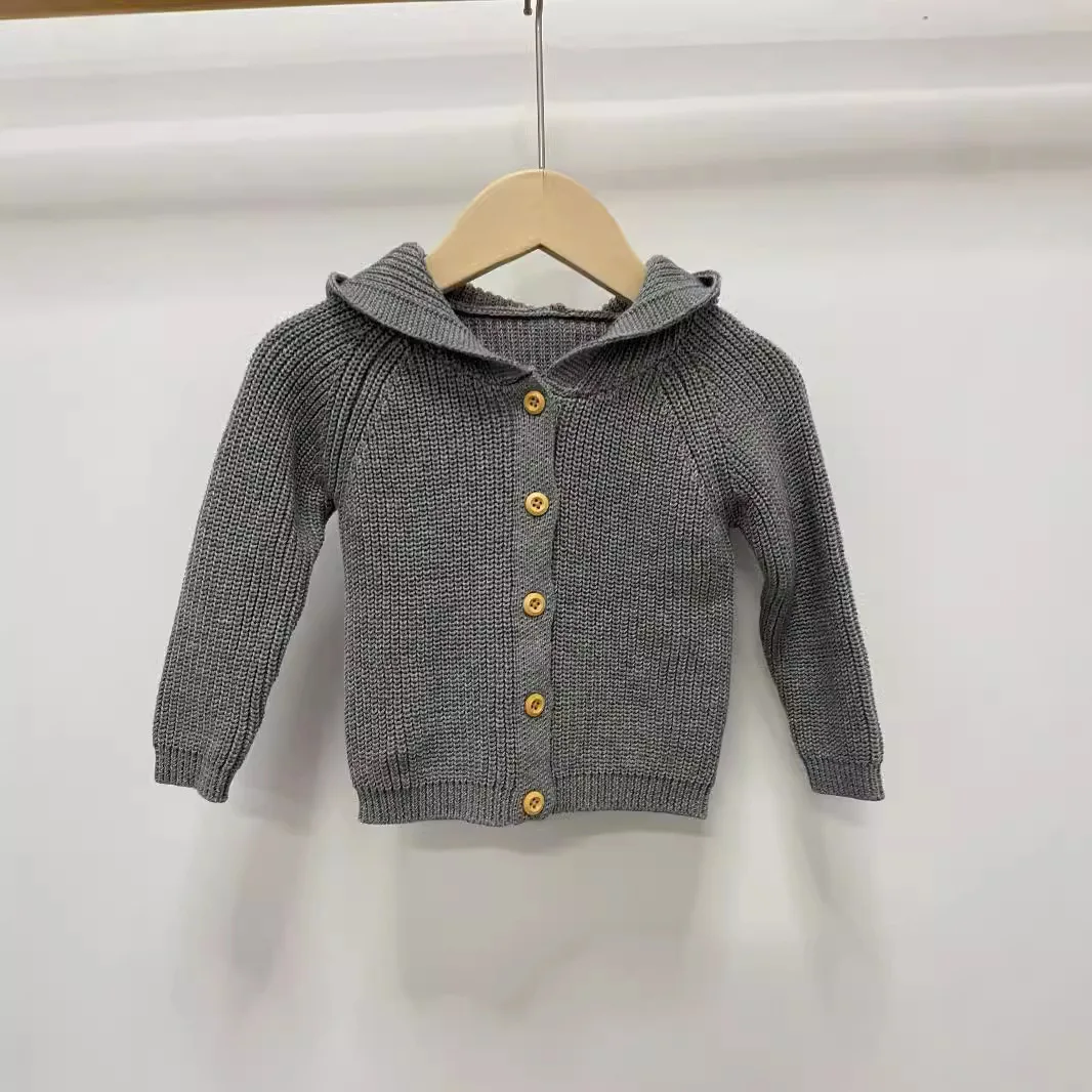 Korean Knitted Sweater Hooded Cardigan Knitted Jacket for Girls and Boys New Versatile and Stylish Coat