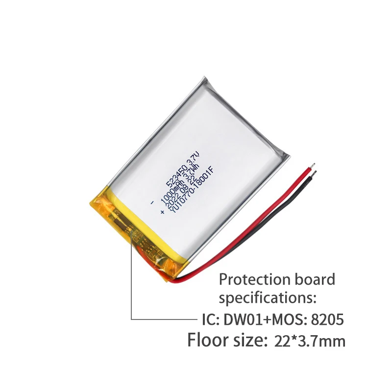 523450 1000mAh 3.7V Polymer Lithium Battery For Car Recorder Ordering Machine Cosmetic Mirror Size: 5.2*34*52mm