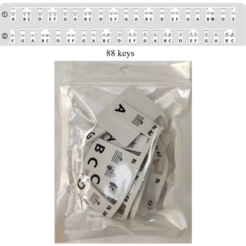 Kostenlose Aufkleber für Klaviernoten Typ 61 / 88 Tasten, Silikonstreifen für Anfänger / Kinder, Klebefreie Übungsaufkleber – Detail 11