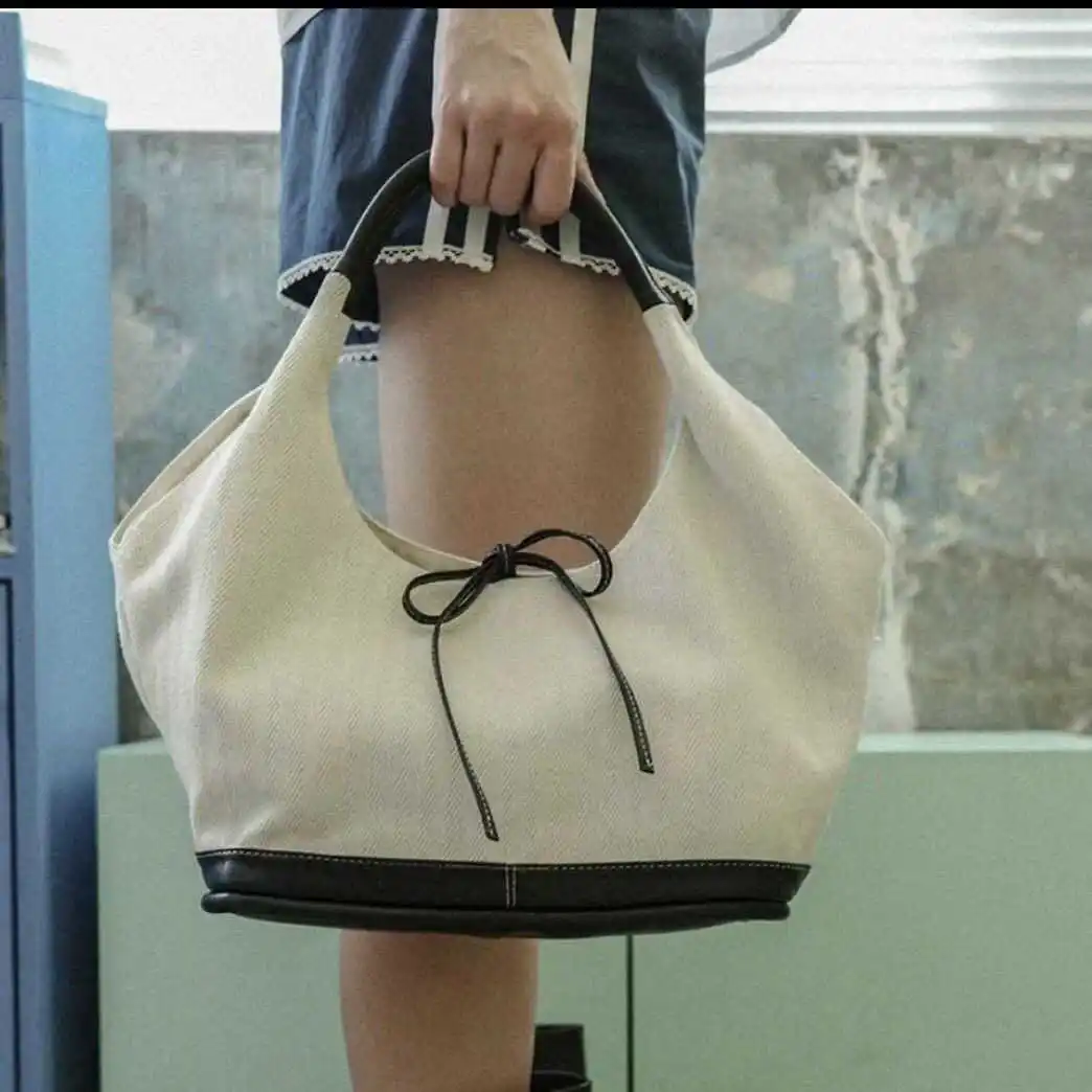 2024 News Casual Vintage Patchwork Canvas Bag Fashion Campus Backpack Capacity Commuter Underarm Bag