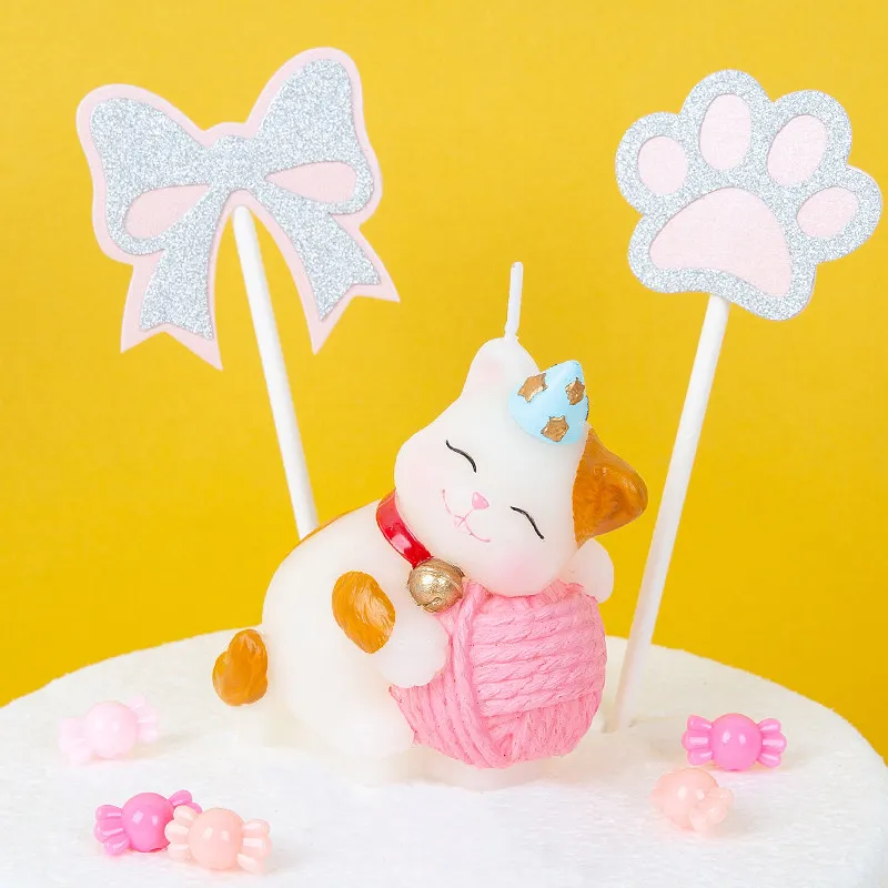 Birthday Candles Children Adult Hand drawn Cartoon Pet Kitten