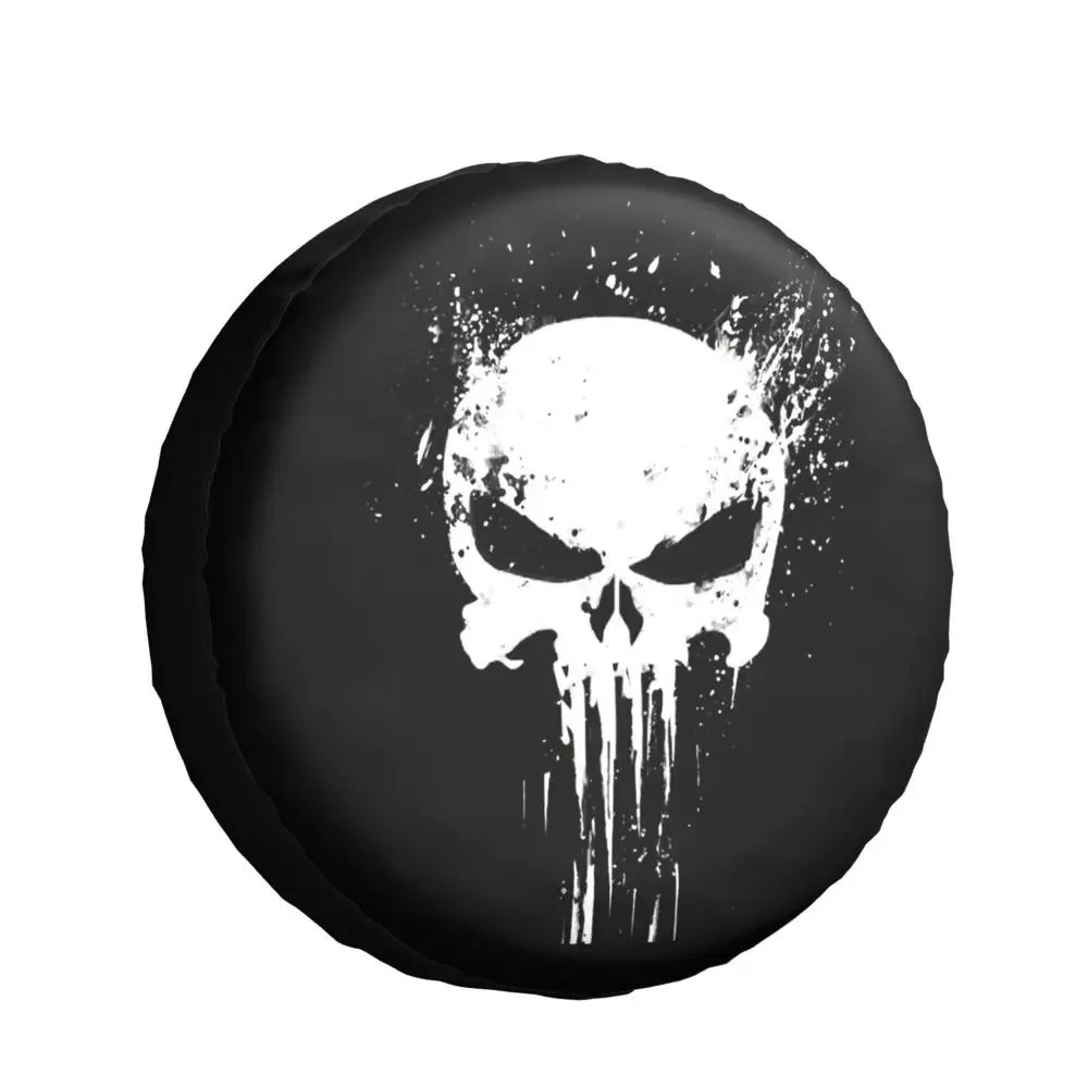 Skelett-Totenkopf Ersatzrad-Reifenabdeckung Tasche für Jeep Pajero, Robuste Metall-Staubschutzhülle, Fahrzeugzubehör – Detail 4