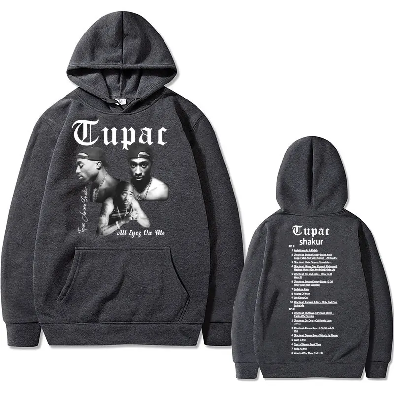 Sudadera con capucha de rapero Tupac 2Pac para hombre y mujer, ropa de calle con estampado de Hip Hop, Y2k, chándal Unisex