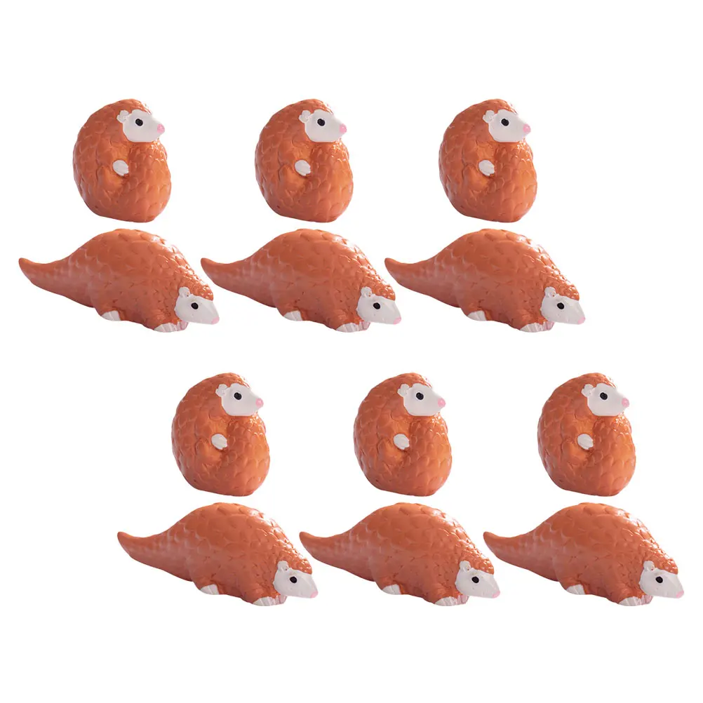 

12pcs Pangolin Figurines Resin Miniatures Cute Cartoon Jungle Animals Brown Wildlife Diorama Home Decor Gardening Supplies