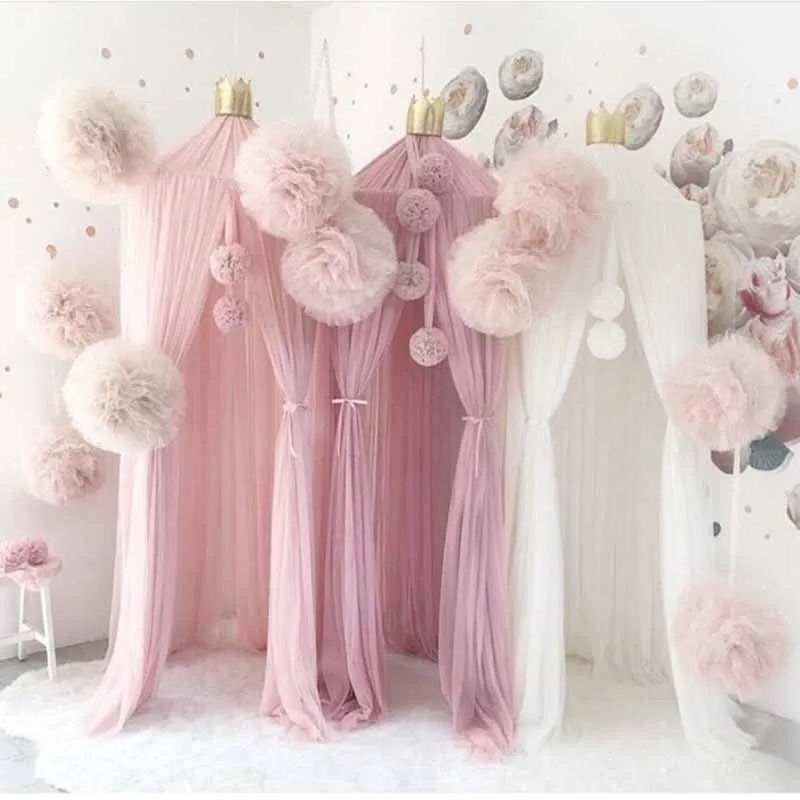 

Ins Baby Bedroom Decoration Kids DIY Large Size Pink Bed Curtain Yarn Decoration Ball Pattern to Baby Bedroom Wall Hanging