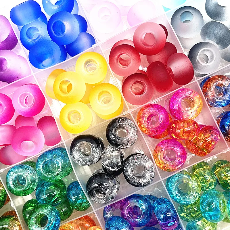 20pcs/lot 14mm Big Hole Acrylic Beads Spacer Loose Beads for Jewelry Making DIY Handmade Necklace Earring Accessories