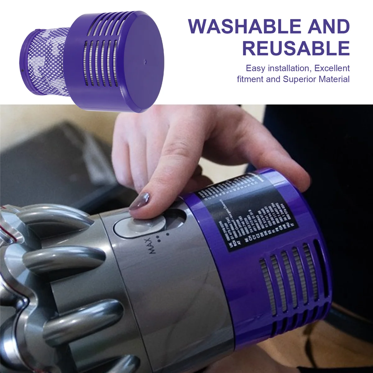 Filtro lavável unidade hepa para dyson v10 sv12 ciclone animal absoluto total limpo aspirador de pó filtros peças reposição a