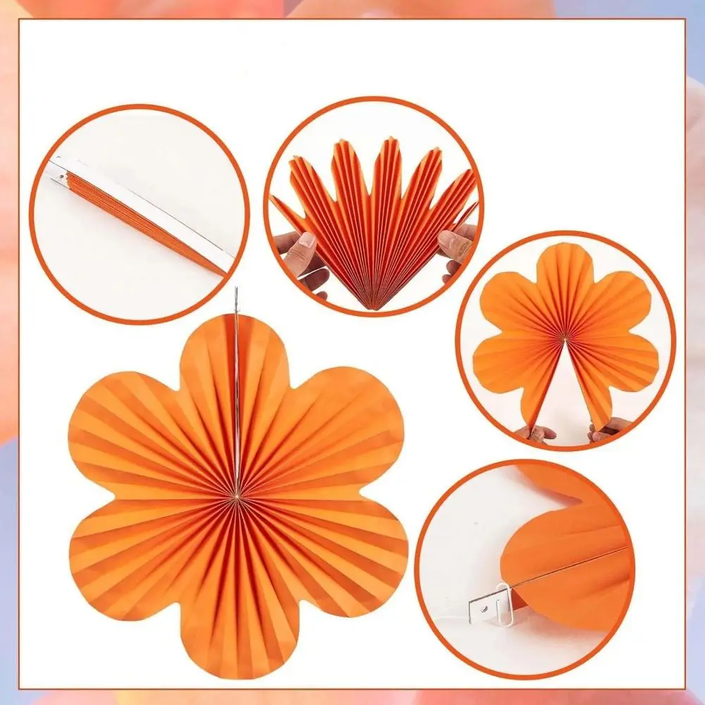 New Pink Paper Fan Flower Hanging Rose Red Paper Fans Wall Floral Garlands Backdrops Decoration Kids Birthday view 4