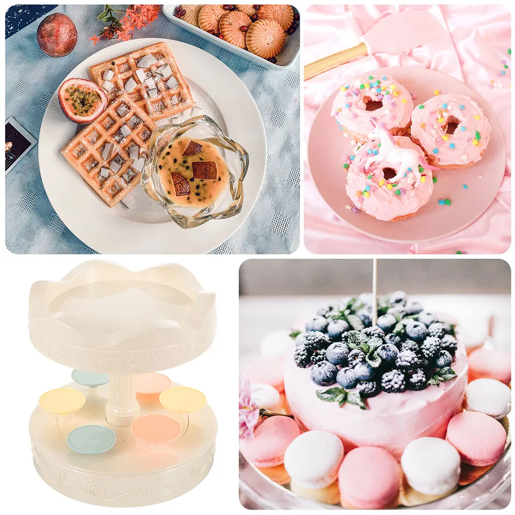 

1pc Automatic Rotating Cake Stand Plastic Dessert Display Rack For Party Wedding Multi-Function Cupcake Holder Kitchen Bar