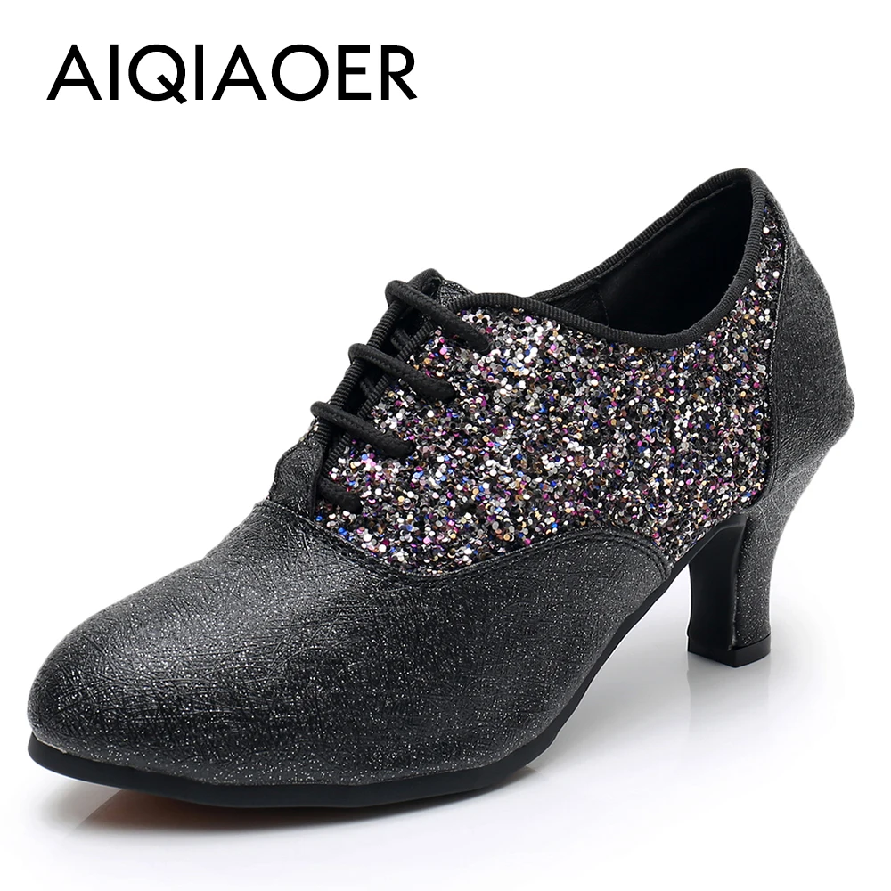 Women Ballroom Shoes Genuine Leather Latin Dance Shoes For Ladies Closed Toe Heels Salsa Tango Customize Dancing Heels