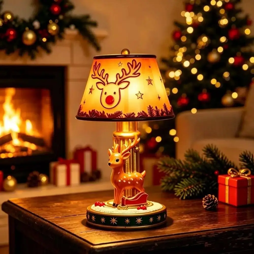 Premium Resin Christmas Resin Craft Light Hand-Painted Details Stable Structure LED Christmas Lamp Delicate Craftsmanship