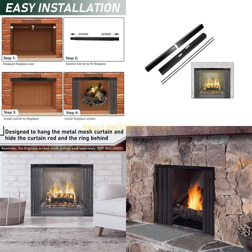 Durable Metal Rod Set Convenient and Modern Designed Adjustable Fireplaces Rod for Installing Leveling Mesh Screens top sale