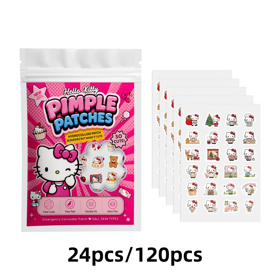 24/120PCS hello kitty Acne patches, facial acne patches, hydrogel acne removal patches, concealer