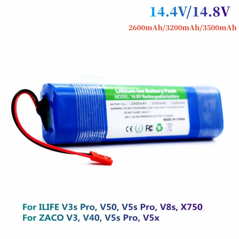 New Rechargeable Battery For ILIFE V3s V5s V8s DF45 DF43 V3 X3 V50 V55 V5L Pro 14.8V 3200mAh/3.5ah Robot Vacuum Cleaner Battery