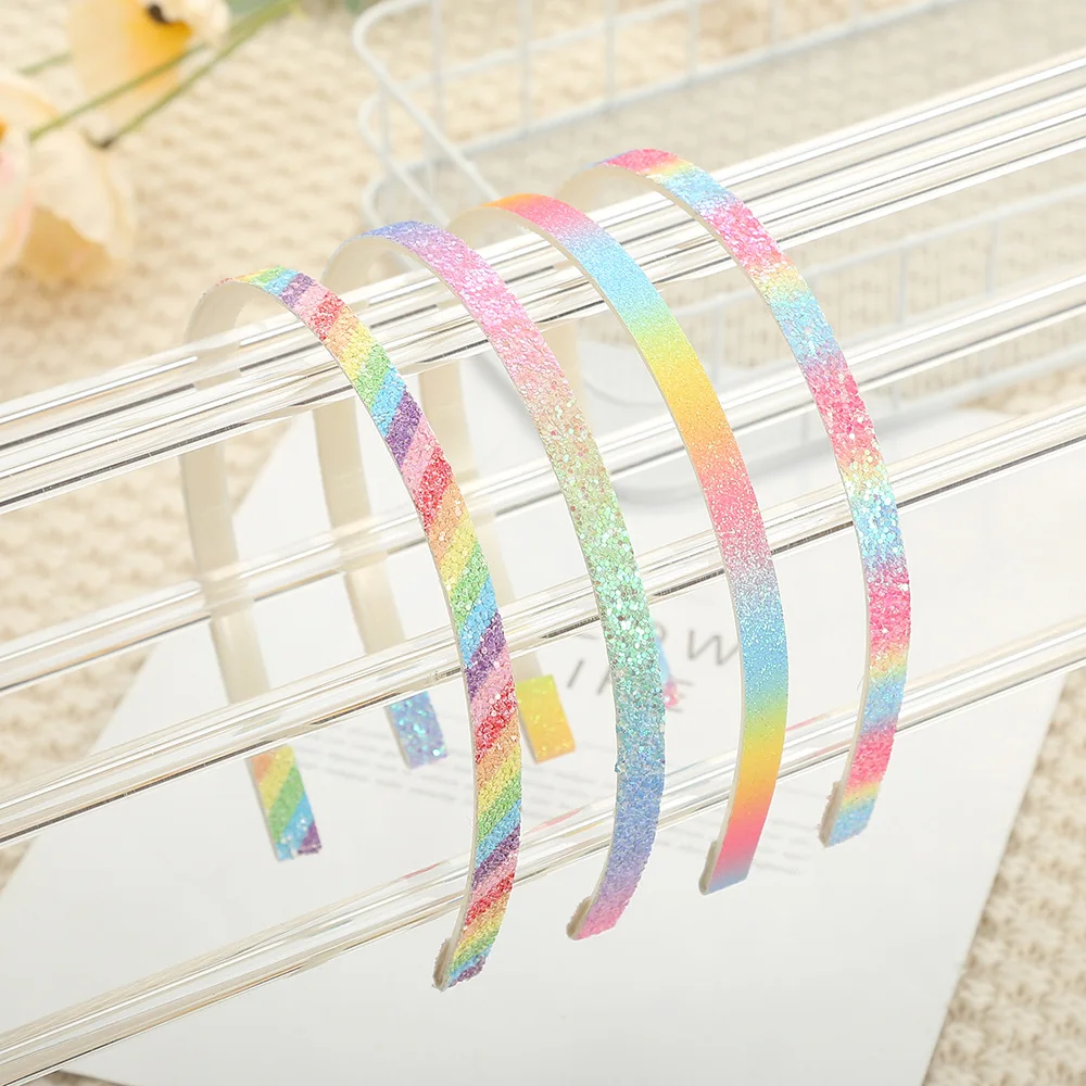 

Fine gradual change children's headband rainbow color mermaid headband party shiny headband hair accessories