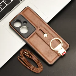For OPPO Reno 11A/Magellan New Anti-Shock Business Leather Wristband Cover Case For Reno11A Non-Slip Protective Case