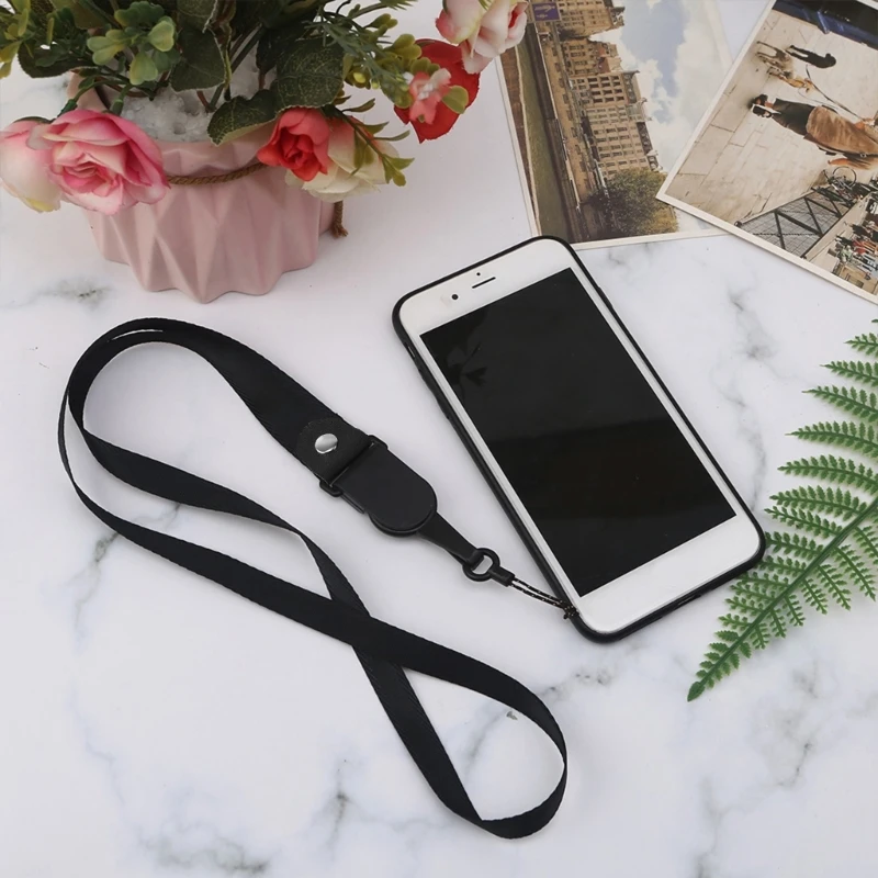 50cm 독특한 디자인 세련된 솔리드 컬러 스트라이프 2-in-1 분리형 회전식 홀터 매는 밧줄 케이스 지갑용 전화용