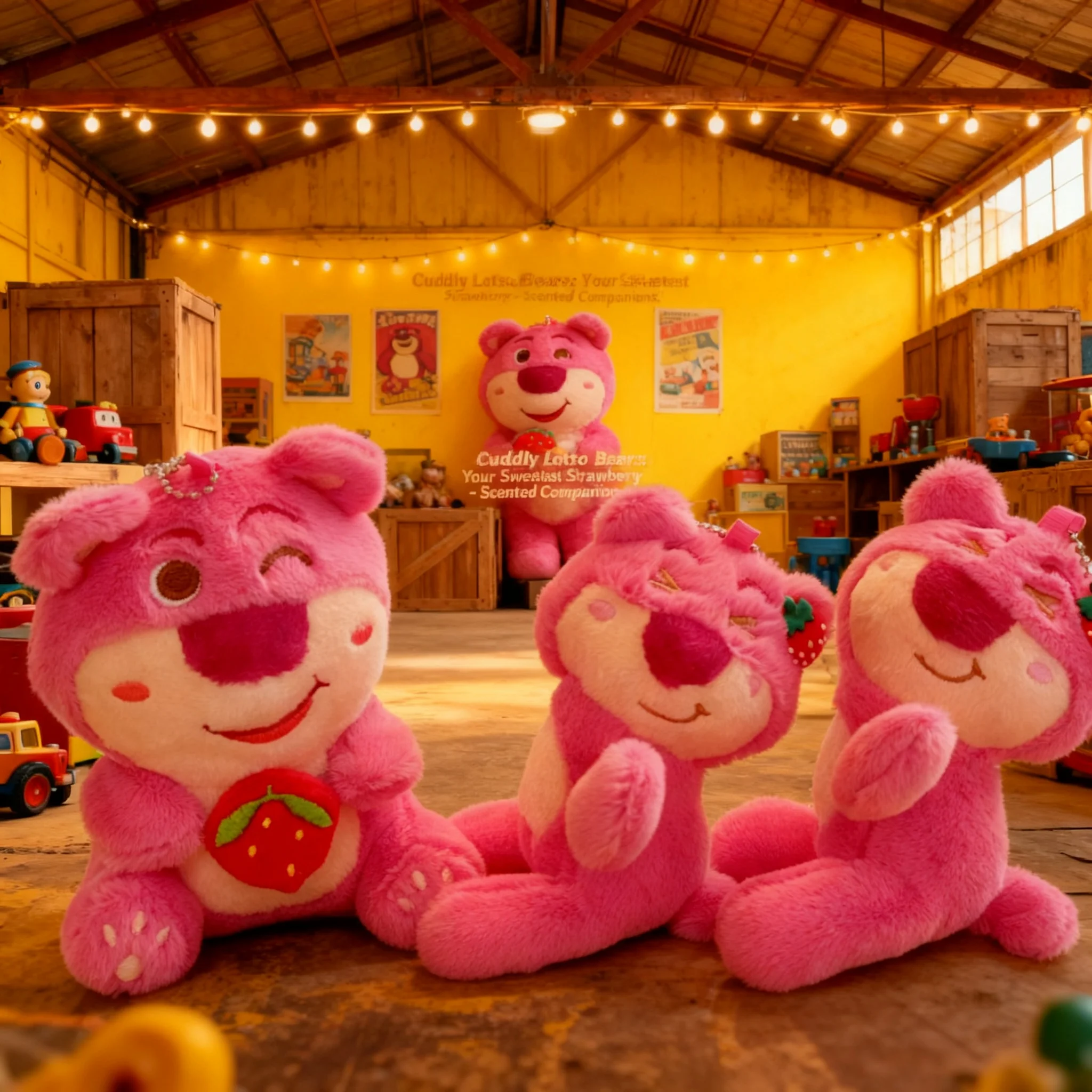 

Strawberry Bear Plush Toy Creative Sleeping Pose Keychain Bag Charm Cute Doll Grab Machine Gift for Girls Kids