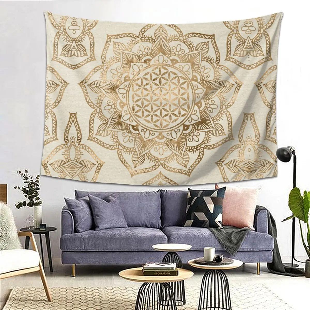 

Гобелен «Цветок жизни в лотосе», декор, художественные эстетические гобелены для гостиной, спальни, дома, настенная ткань, настенная подвеска