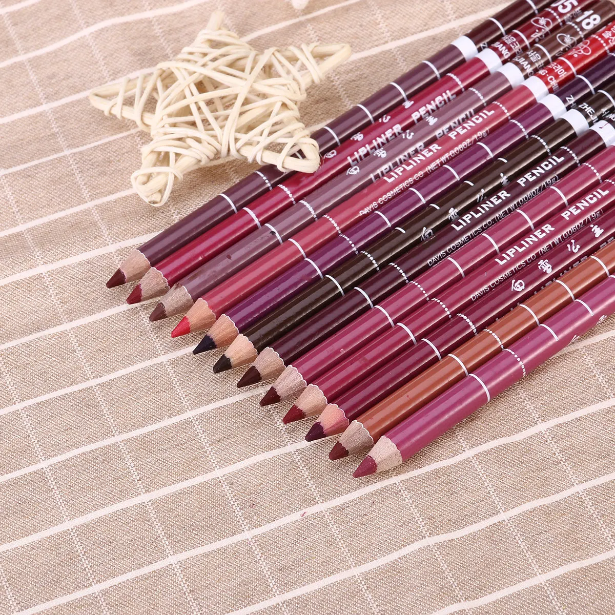 12Pcs Professional Lip Liner Pencil Set Waterproof Smudge Proof Fade Resistant for Bridal Makeup Natural Look Lip Definition Kit