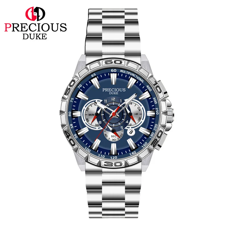 Men's Watch Business Light Luxury Brand High end Stainless Steel Three eye Six pin Waterproof Men's Fashion Quartz Watch Gift