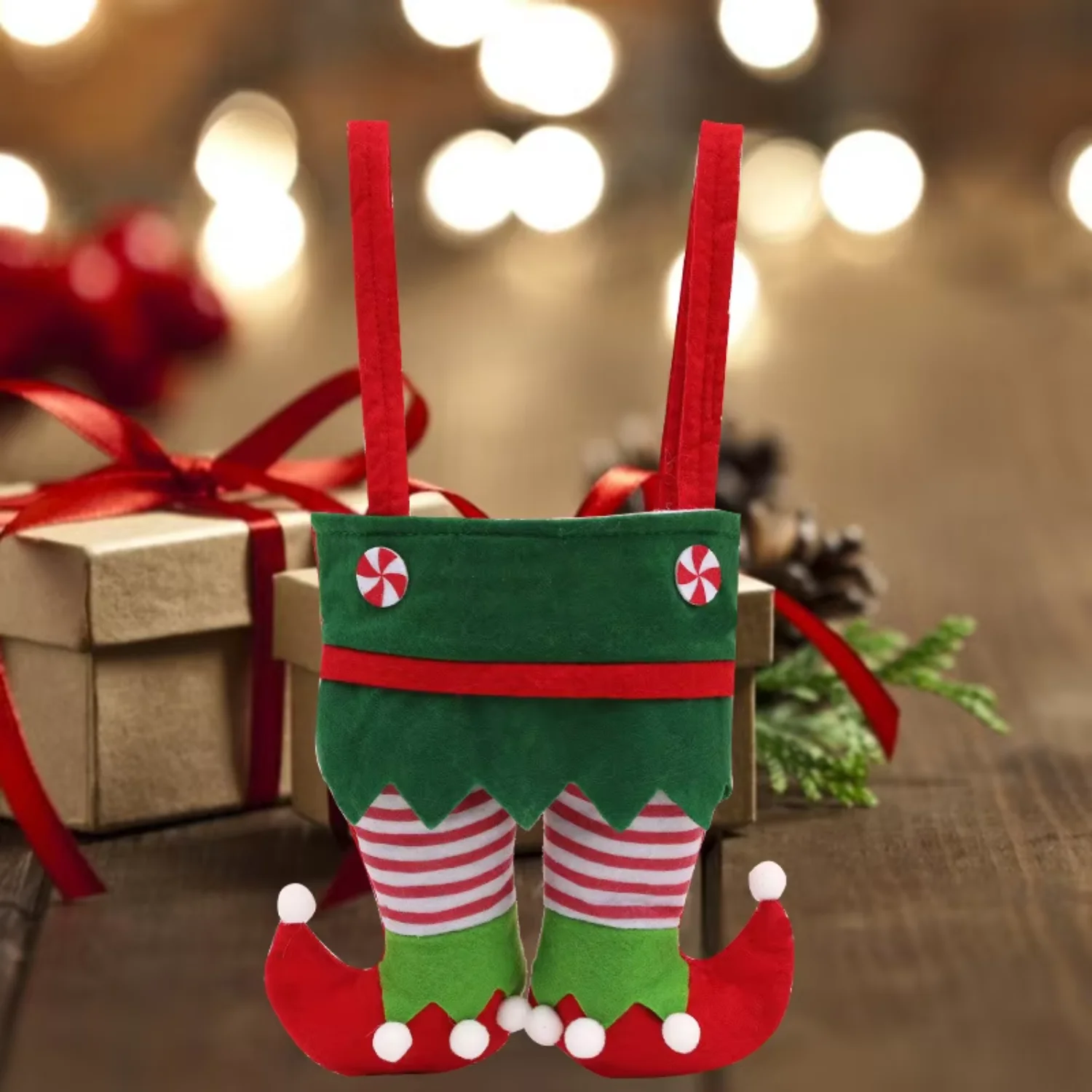 Sacs de Noël en peluche Elf Pants, Pochettes d'emballage pour enfants, Cadeaux, Décorations de fêtes