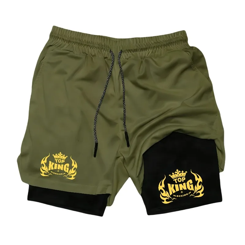Jogging Fitness Summer Running Shorts for Men 2-in-1 Sports Training Fashion Quick Dry Fashion Gym Pants Phone Pocket Towel Loop