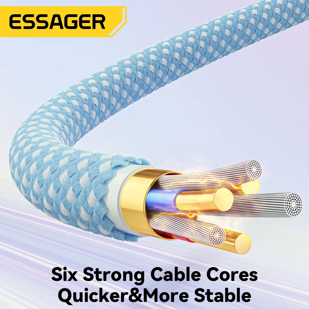 Essager 7A 100W USB Type C Cable For Huawei Honor 88W Fast Charging Charger USB C Data Cord Cable For Xiaomi Oneplus Samsung