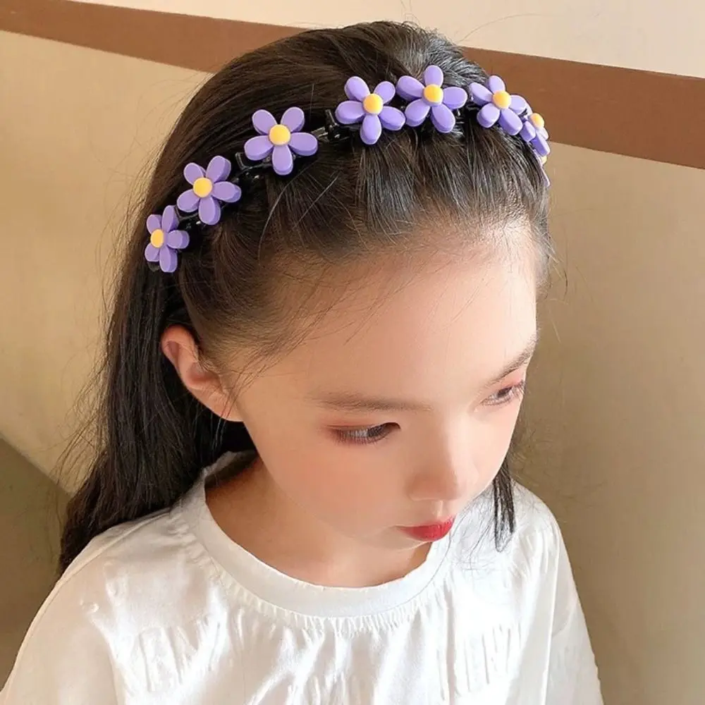 

Korean Double Bangs Hairpin Hairband Braided Colorful Flower Children's Wave Hair Hoop Kawaii Princess Kids Teeth Headband Girls