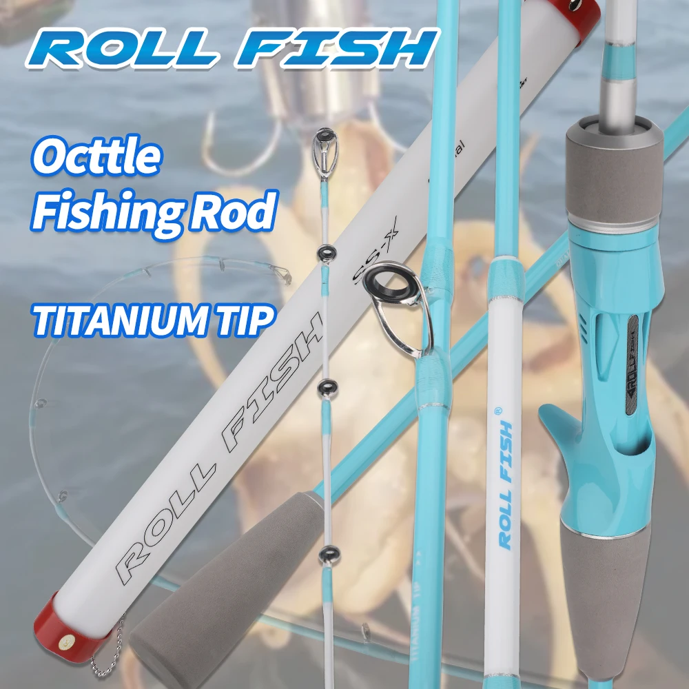 

ROLLFISH 1.55M Titanium Tip Octopus Squid Cuttle Carbon Fiber Saltwater Boat Light Slow Jigging Casting Fishing Rod +Storage Bag