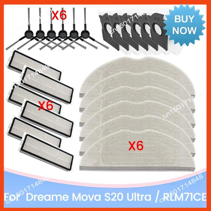 BISM 24PCS Spazzola Filtro Sacchetto per la Polvere Mop Panno Kit Per Dreame Mova S20 Ultra/RLM71CE Pezzi di Ricambio
