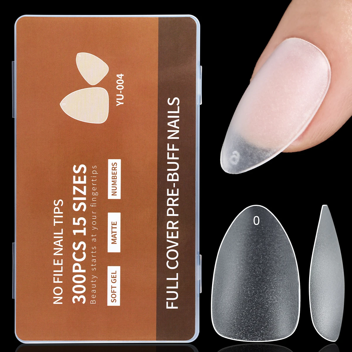 Soft Gel Almond Matte Nail Tips Full Cover Artificial Nails Set_voghion.com