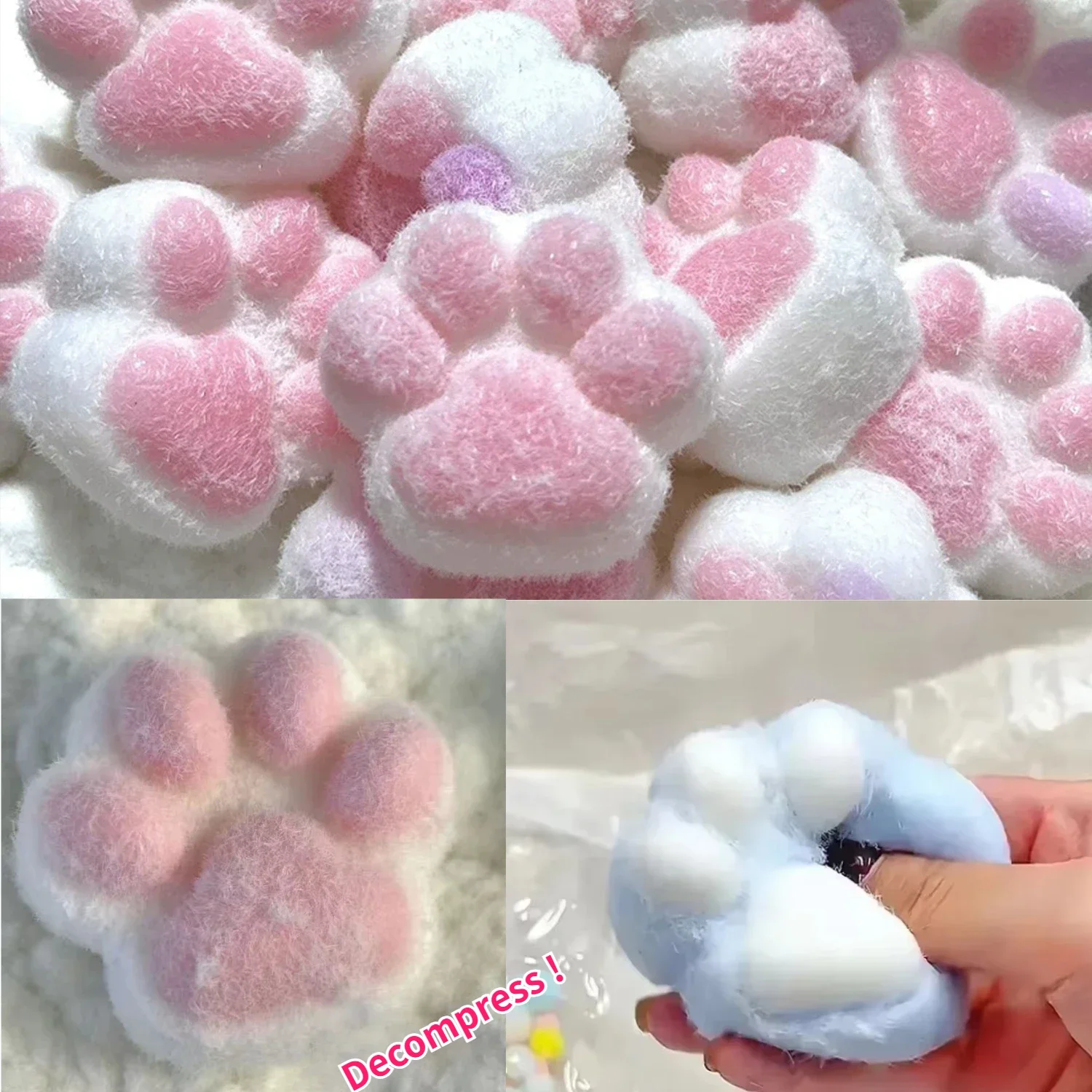 Cute Cat Paw Squishy Toy Soft Squeeze Stress Relief Toy Sticky Pinching Decompression Abreact Relax Fidget Toys for Kids Adults