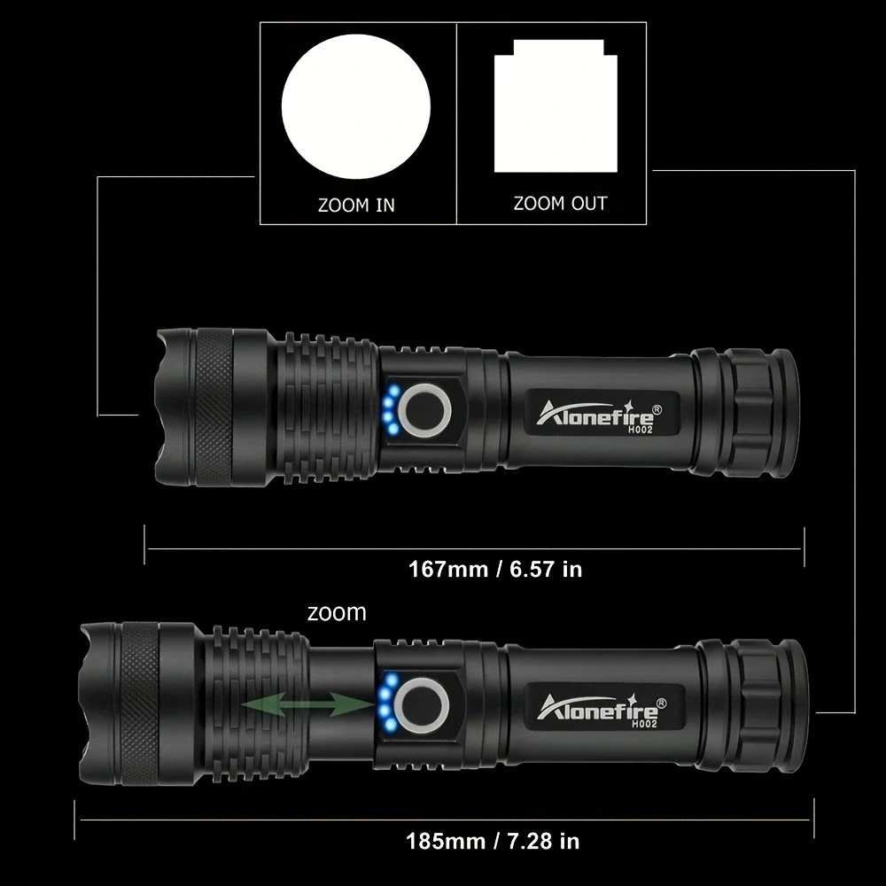 20W Led Zoom High Power Waterproof Flashlight Torch Outdoor Camping Hunting Hike Fishing High Brightness Lighting Torch Light view 2