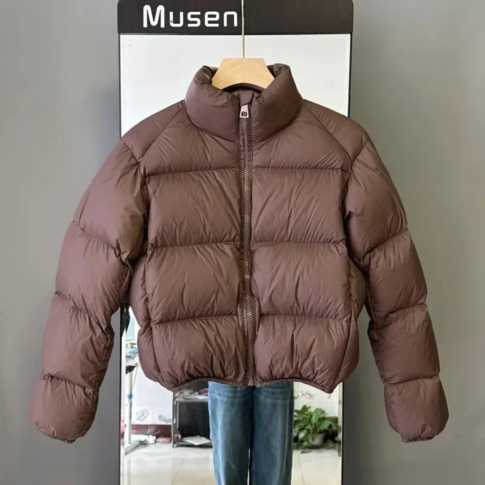 short Parkas winter Autumn Women Fur Stand Collar Pockets Long Full Sleeve Thin Coats Single Breasted Warm Maxi 2025 Parkas