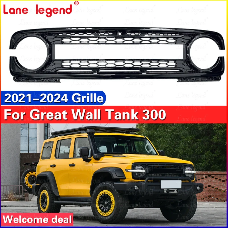 Car Off-road Honeycomb Intake Grille For Graet Wall Tank 300 2021-2024 Modified Front Bumper Grills Racing Grill Accessories