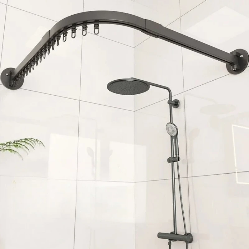 

Изогнутая водонепроницаемая занавеска для душа — сверхмощная раздвижная направляющая, складная перегородка для ванной комнаты, роскошная перекладина для занавески для душа премиум-класса