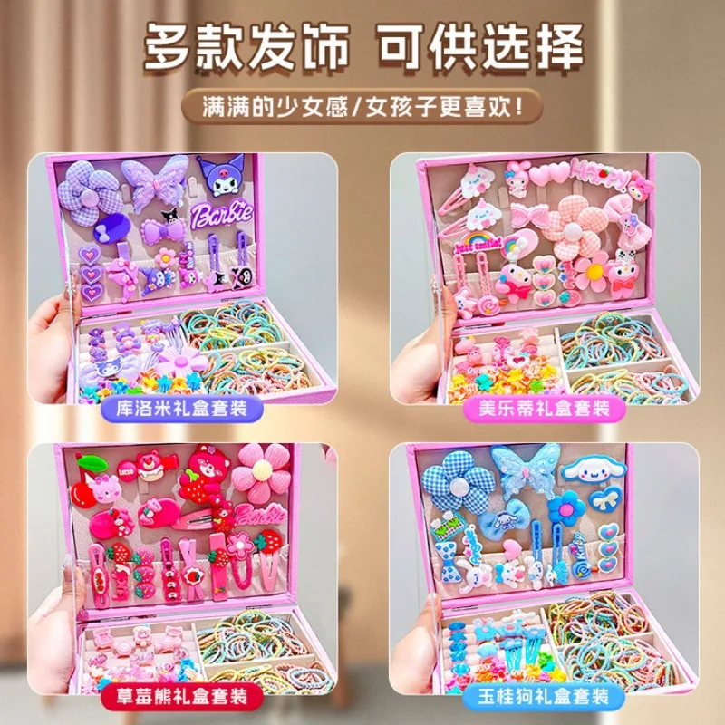 2025 japonais Sanrio nouveau dessin animé cannelle pince à cheveux bijoux boîte-cadeau Kawaii Kuromi mélodie cadeau de Festival pour enfants