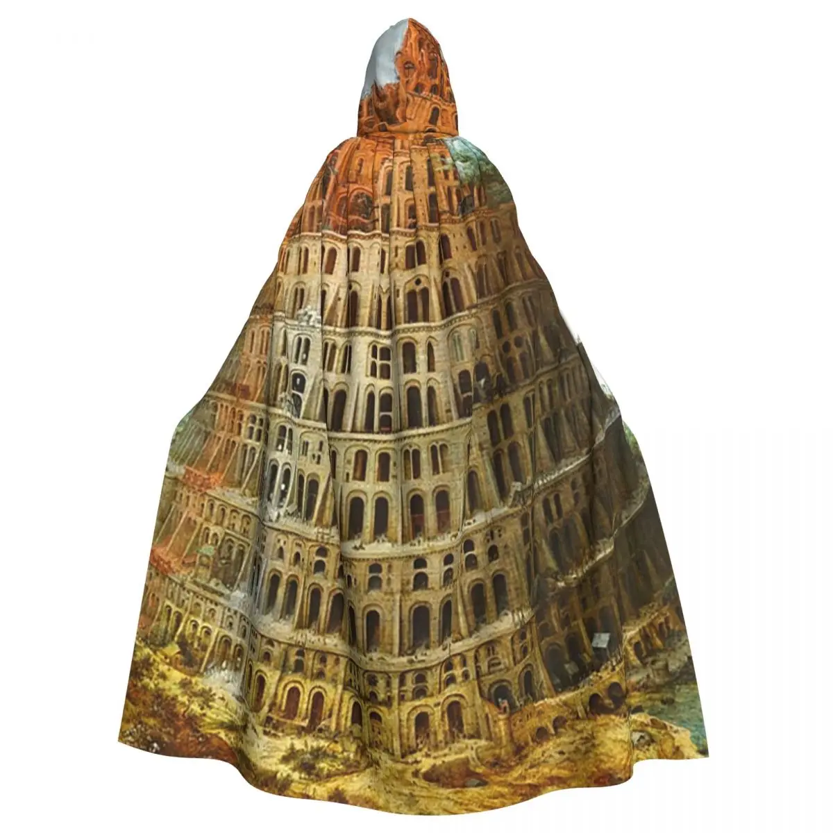 The Tower Of Babel Long Hooded Cloak Witch Medieval Costume Cosplay Cape HalloweenCoat Adult Unisex