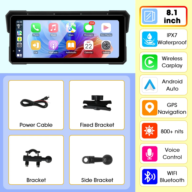 Srnubi Motorcycle Carplay Android Auto IP67 Waterdichte Digitale Motorfiets Dashboard Scherm GPS Navigatie Motobike Accessoires